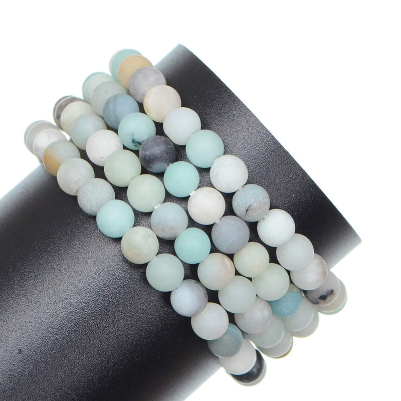 LPBeads 6 مللي متر طبيعي ماتي متعدد الألوان ite أحجار كريمة مستديرة 120 قطعة خرز فضفاض لصنع المجوهرات سوار مع حبل خرز مطاطي LPBeads - Image 3